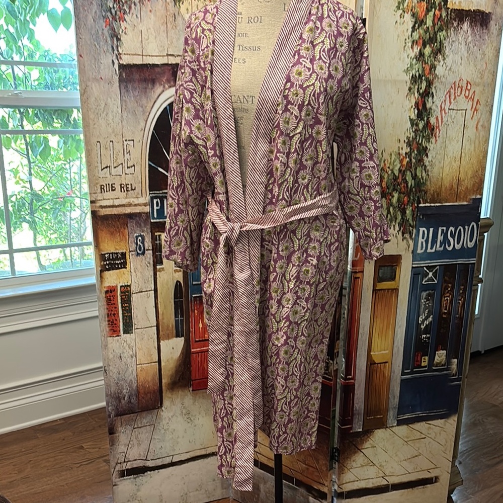 Gudrun Sjoden Purple and Green Floral Robe